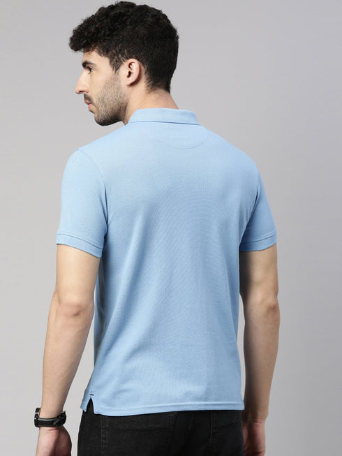 Sky Blue Solid Polo T-Shirt
